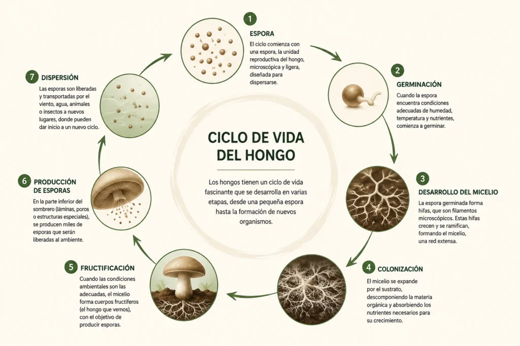 ciclo de vida del hongo